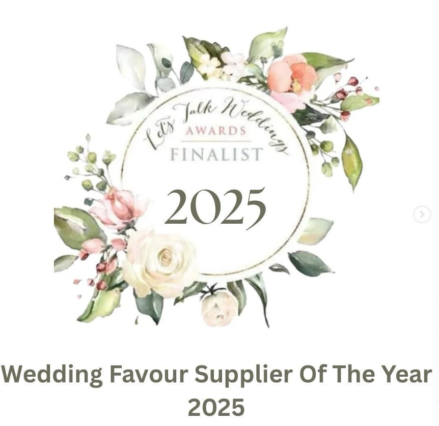 Let's Talk Weddings Awards 2025 finalist badge for Wedding Favour Supplier of the Year