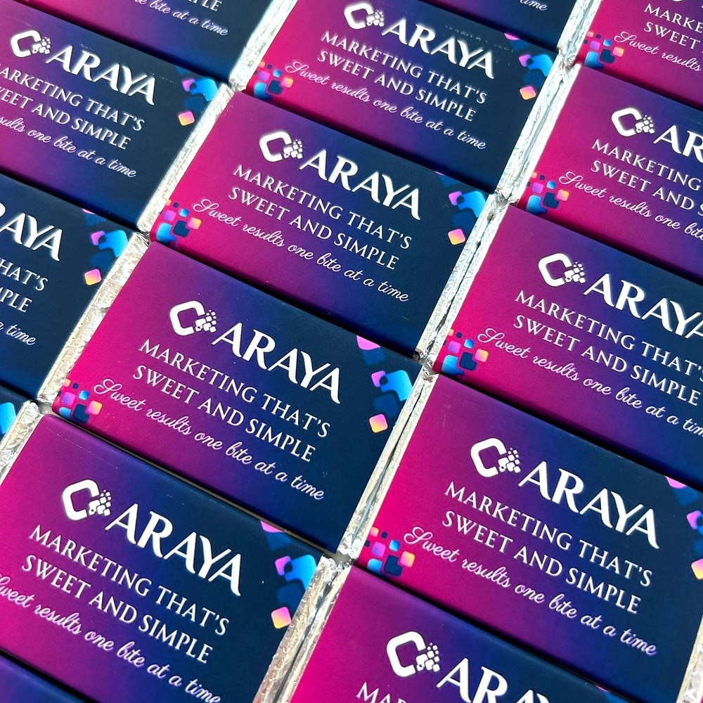 Araya Marketing branded chocolate bars