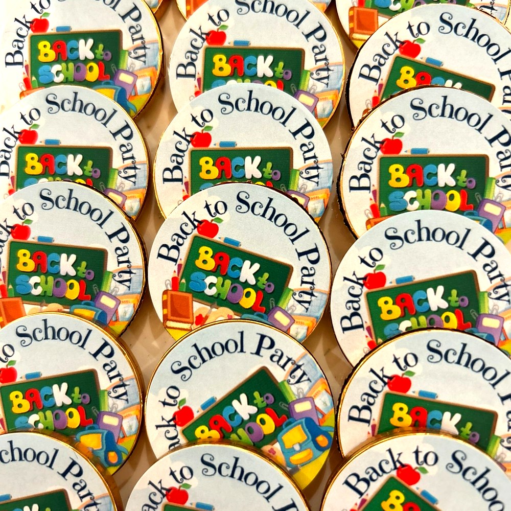 Back to School Party branded chocolate coins