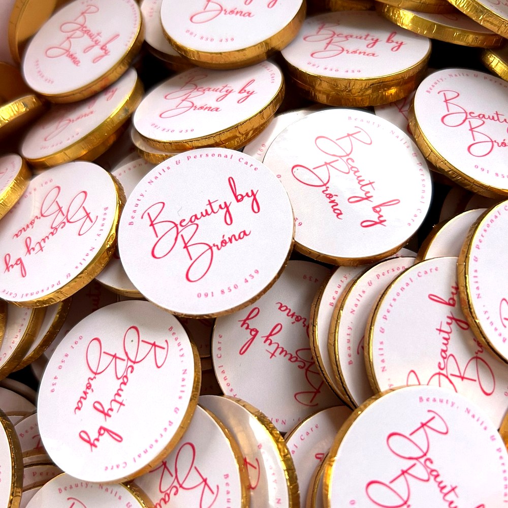 Beauty by Bróna branded chocolate coins