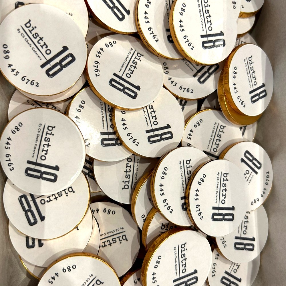 Bistro 18 branded chocolate coins