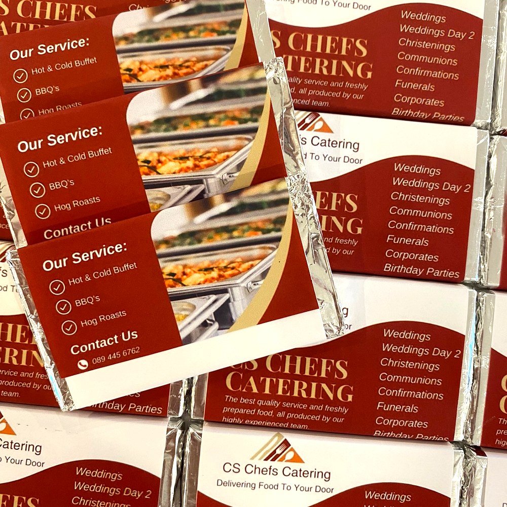 CS Chefs Catering branded chocolate bars