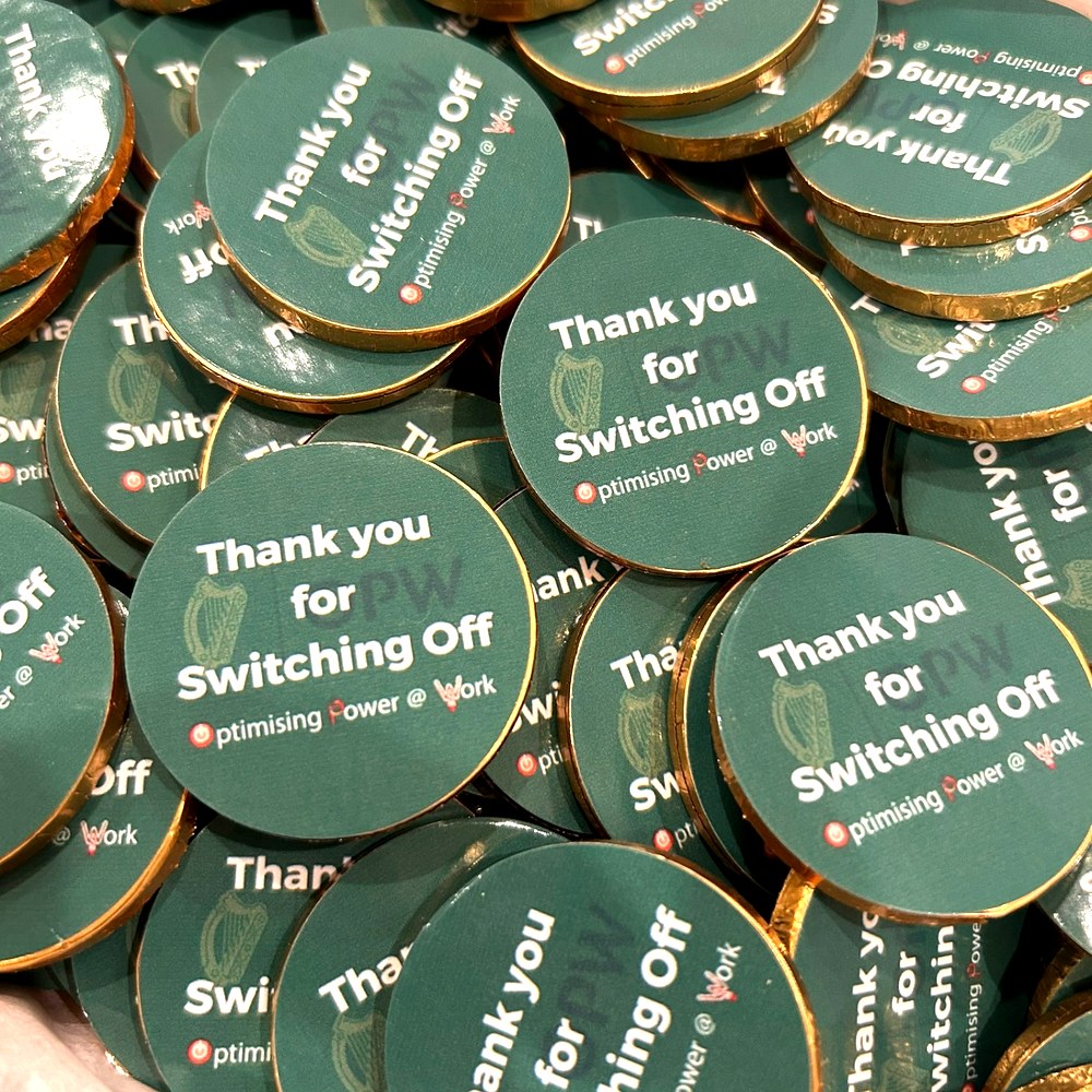 Thank you for Switching Off branded chocolate coins